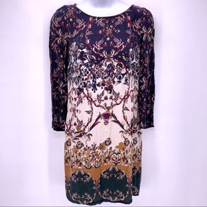 Massimo Dutti Long Sleeve Floral Shift Dress Size 36 Small
